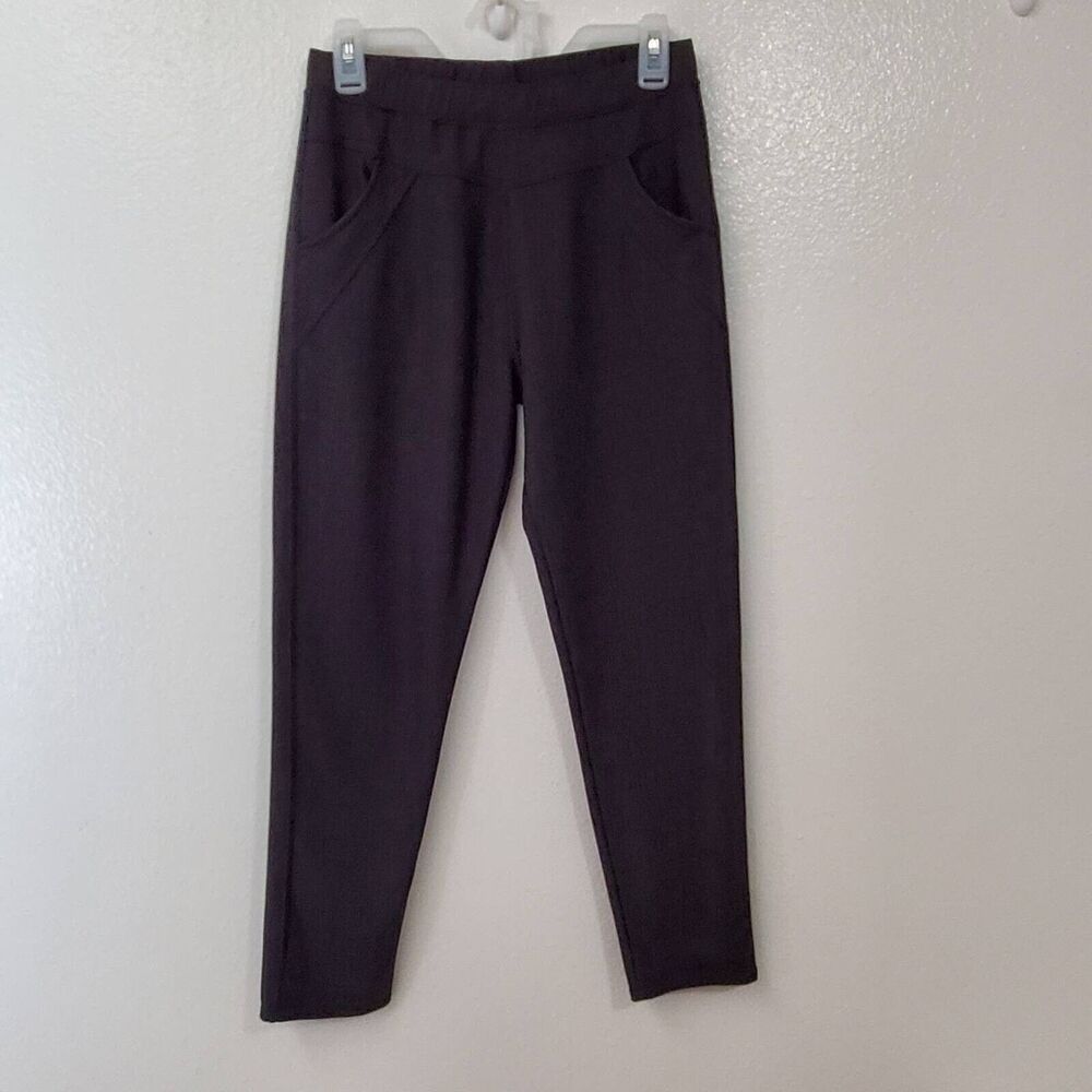 El Style Womens L XL Leggings Pants Gray High Rise Pockets Full Length Stretch